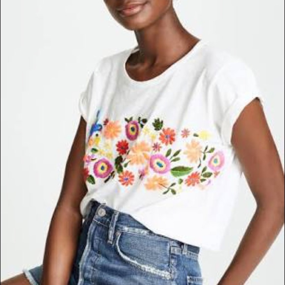 Joie Dakara Floral Embroidered T Shirt